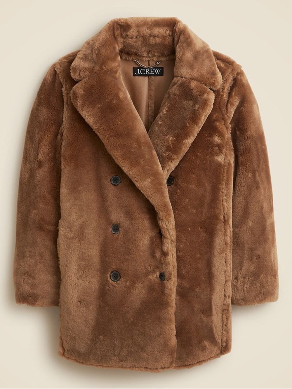J.Crew Faux-Fur Pea-Coat - Brown